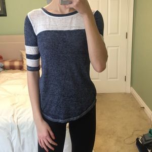 striped sleeve tee shirt